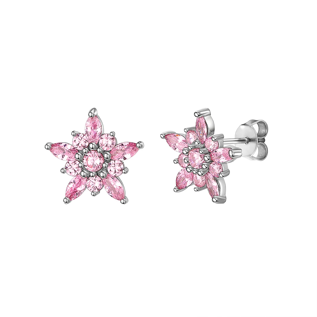 

Romantic S925 Stud Earrings, Sterling Silver Cubic Zirconia Elegant Earrings Charms for Women Girls