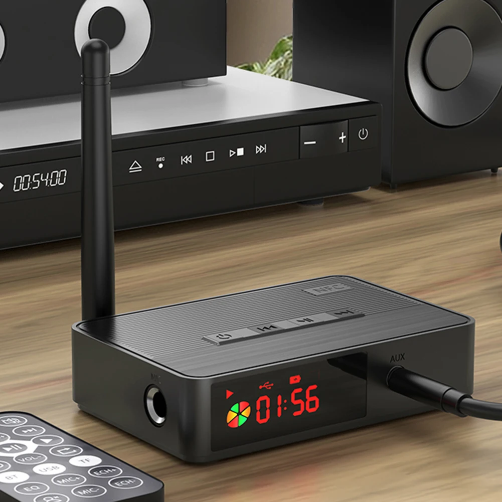 NFC 블루투스 호환 5.3 HIFI 무선 오디오 어댑터, AUX 오디오 리시버, 광 동축, 마이크, U 디스크, TF 카드, 리모컨 포함, 3.5mm