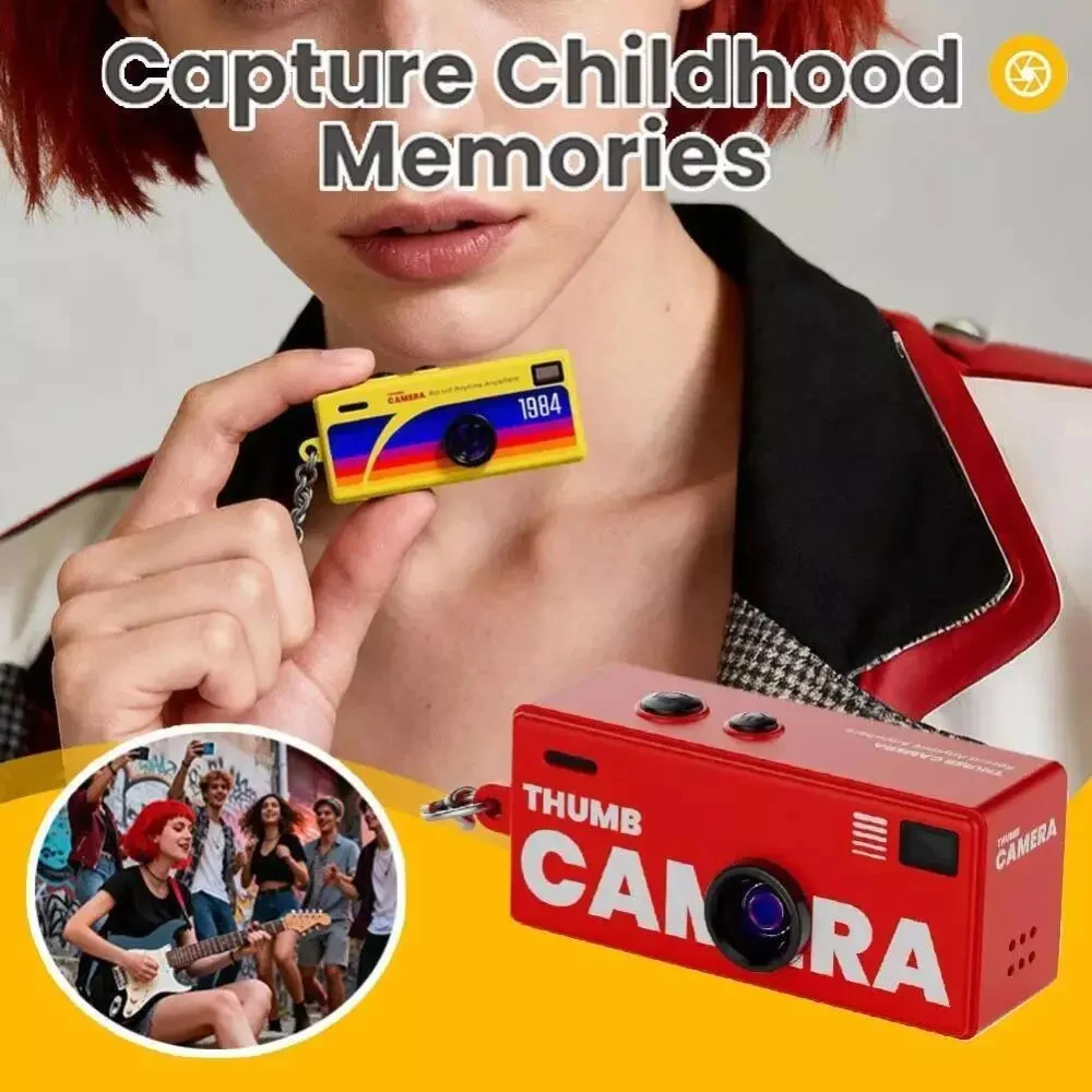 디지털 카메라 1080P HD 엄지 카메라 미니 키체인 128GB 메모리 카드 지원 휴대용 비디오 레코더 레트로 스타일 어린이 선물용