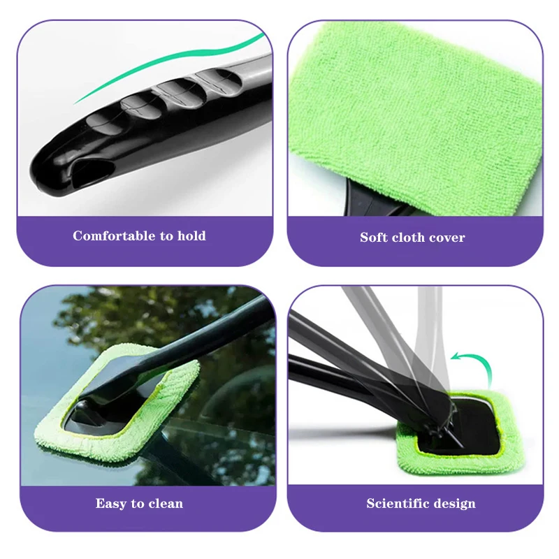 Car Window Cleaner Brush Kit Windshield Wiper Microfiber Wiper Cleaner Cleaning Brush Auto Cleaning Wash Tool With Long Handle car cleaning accessories,car window cleaner brush