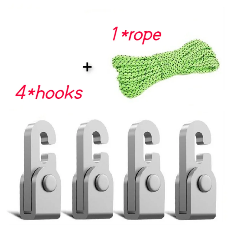 1 Rope And 4 Hook Knot Easy Tighten Rope Kit For Camping Automatic Lock ...