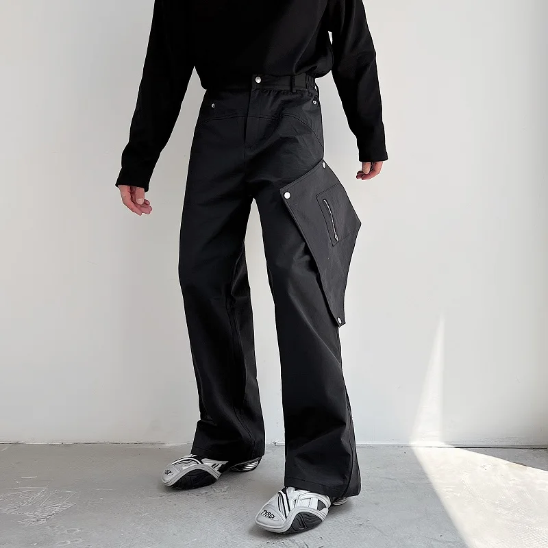

2023 карманы Прямые съемные свободные Стильные повседневные Функциональные мужские брюки-карго Мужская японская Корейская уличная мода черные брюки