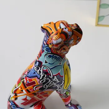Creative Painted  Art Water Transfer Room Color Boxer  Dog Decorations Home Entrance Wine Cabinet Office Decor Resin Crafts 5