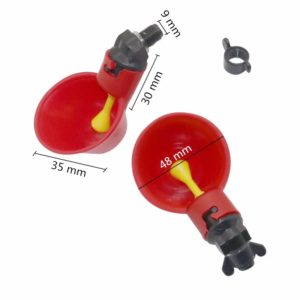 

Bowl Chicken 100 Poultry With Drinking Yellow Farm Quail Drinker Waterer Pcs Nipple Automatic Water System Nut