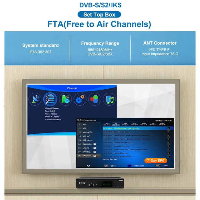 Mingbao Receptor de TV por satélite digital inteligente DVB-T2+DVB-S2 FTA  1080P decodificador sintonizador MPEG4 : : Electrónicos