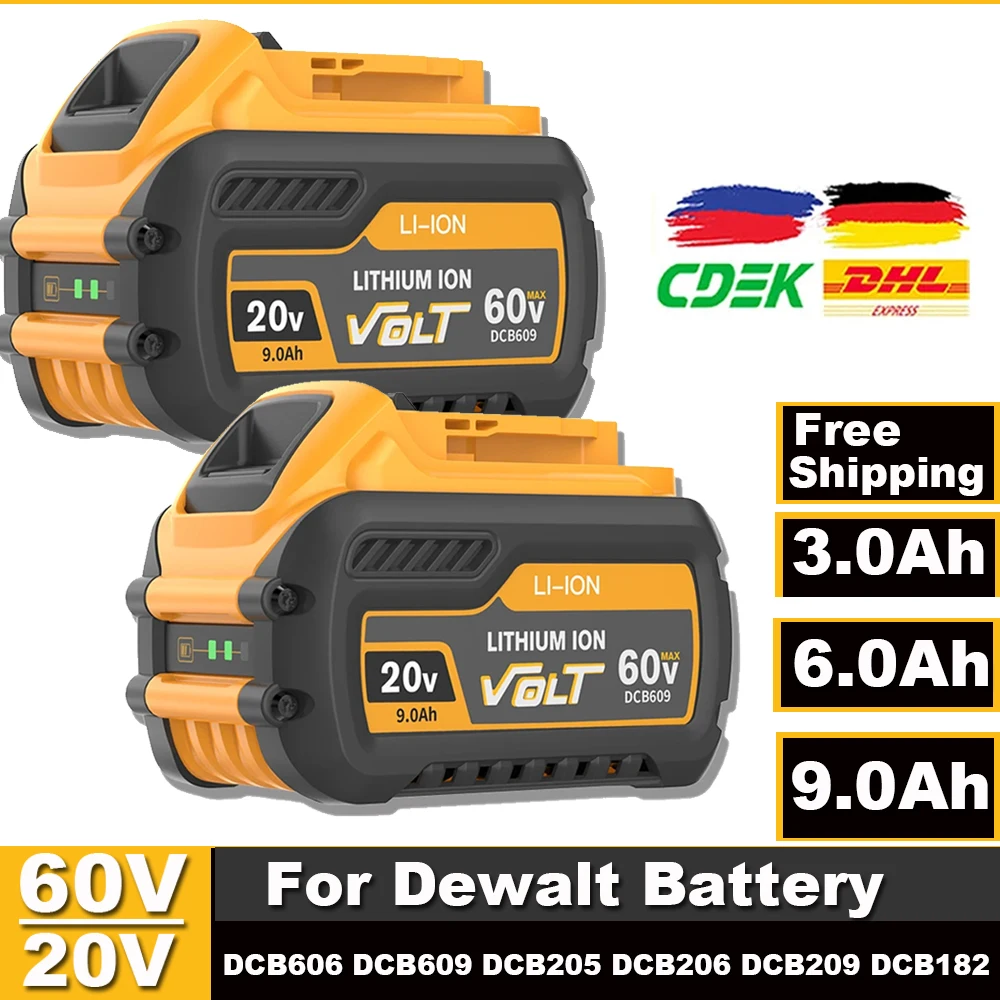 

Original For DEWALT Battery 20V For Flexvolt 20V/60V MAX Replacement Li-ion Battery DCB609 DCB547-XJ DCB200 Power Tool Batteries