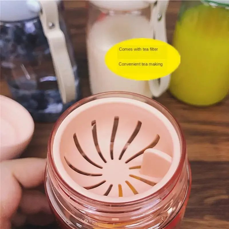 450ml Plastic Water Bottle Daisy Flower Outdoor Water Flask With Lid Portable Touring Climbing Camp Bottles Leakproof BPA Free