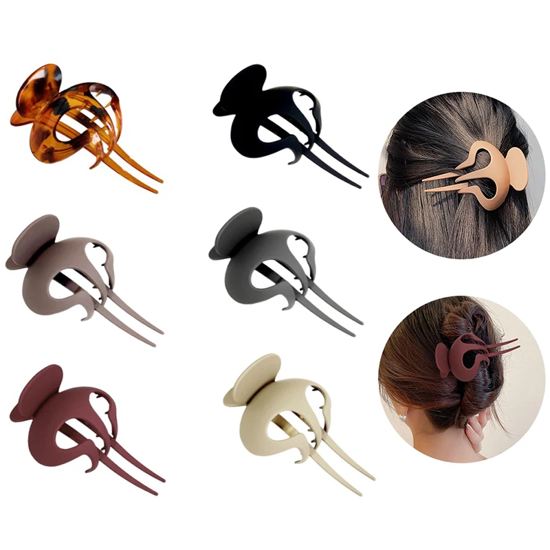 

Заколка для волос с тремя зубьями женская, простой матовый зажим в Корейском стиле, аксессуар для волос с цветком и утконосом
