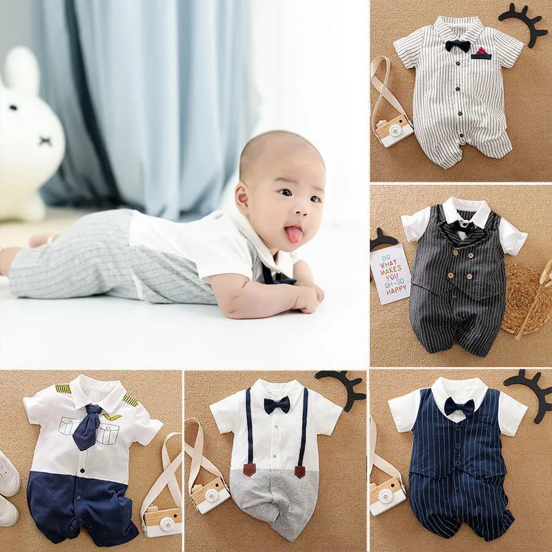 

Baby Onesie Gentleman One Year Old Dress Newborn Summer Baby New Short Sleeve BodySuits Baby Boy Clothes Cotton Rompers