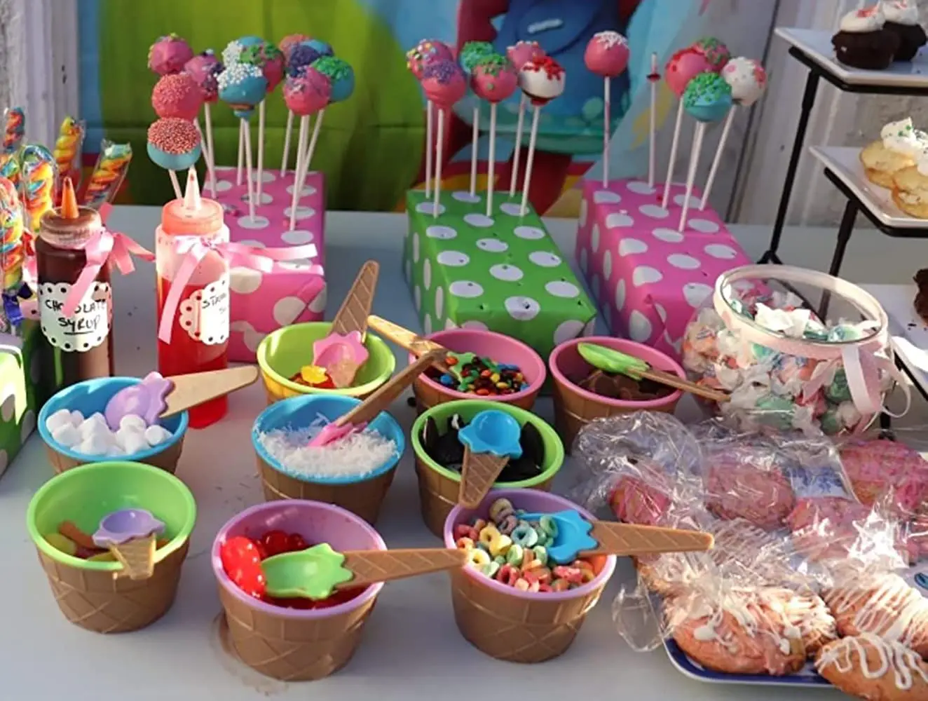 6sets Ice Cream bowls and Spoons Cartoon Candy Dessert Sundae Frozen Bowls for kids set Party Favors Dishes ice cream kits