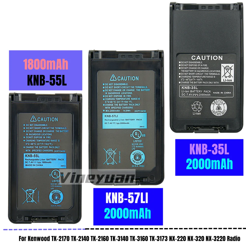 BatteryPrice KNB-57L 2000mAh Li-ion Battery for Kenwood Radios TK-2140 TK-3140 TK-2170 TK-3170 TK-2160 TK-3160 TK-3360 NX-220 NX-320 KNB-35L KNB-55L KNB-24L 