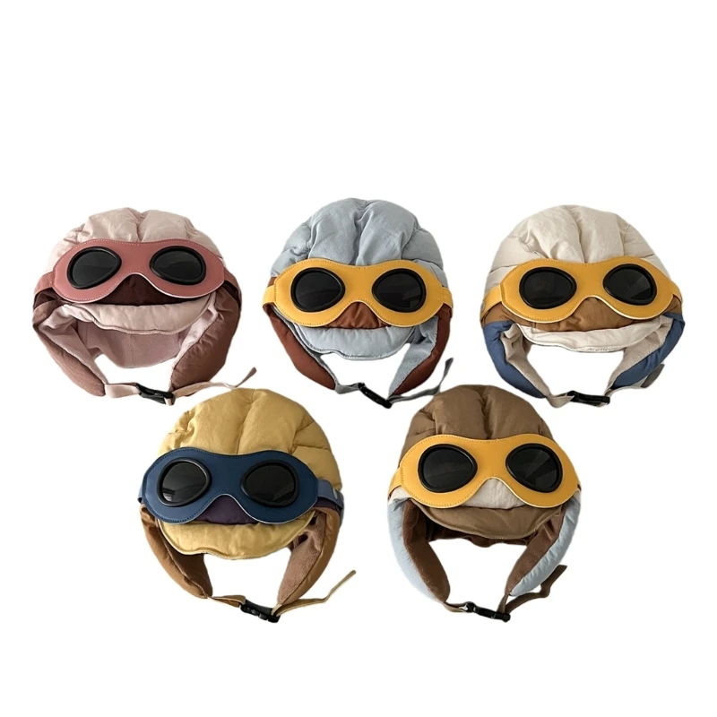 Kleinkind-Pilotenmütze, winddicht, Ohrschutz, Schutzbrille, Piloten-Charm, Kostümzubehör, kaltes Wetter, Nylon, verstellbarer – Detail 1