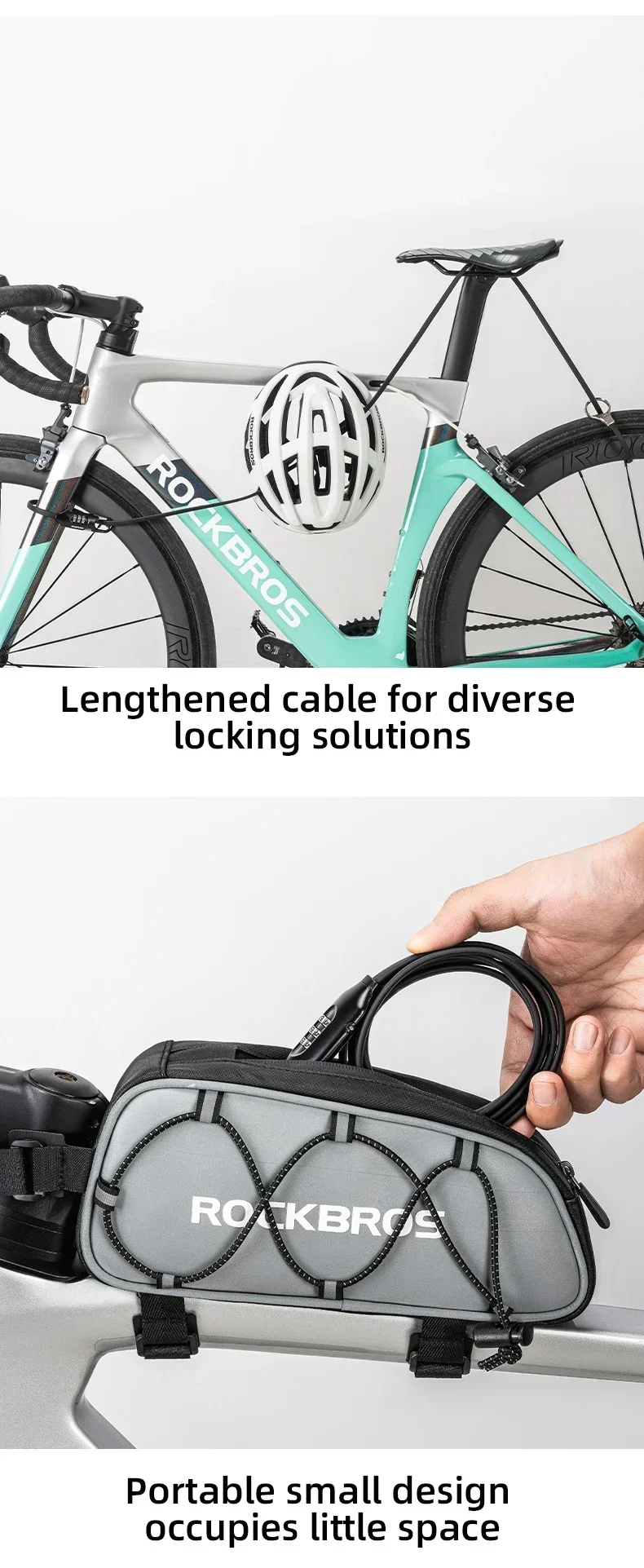 Description Picture 5 of itemROCKBROS Portable Bicycle Lock High Security Anti-theft Locks Safety Bike Chain Lock for Motorcycle Electric E-Bike Accessories