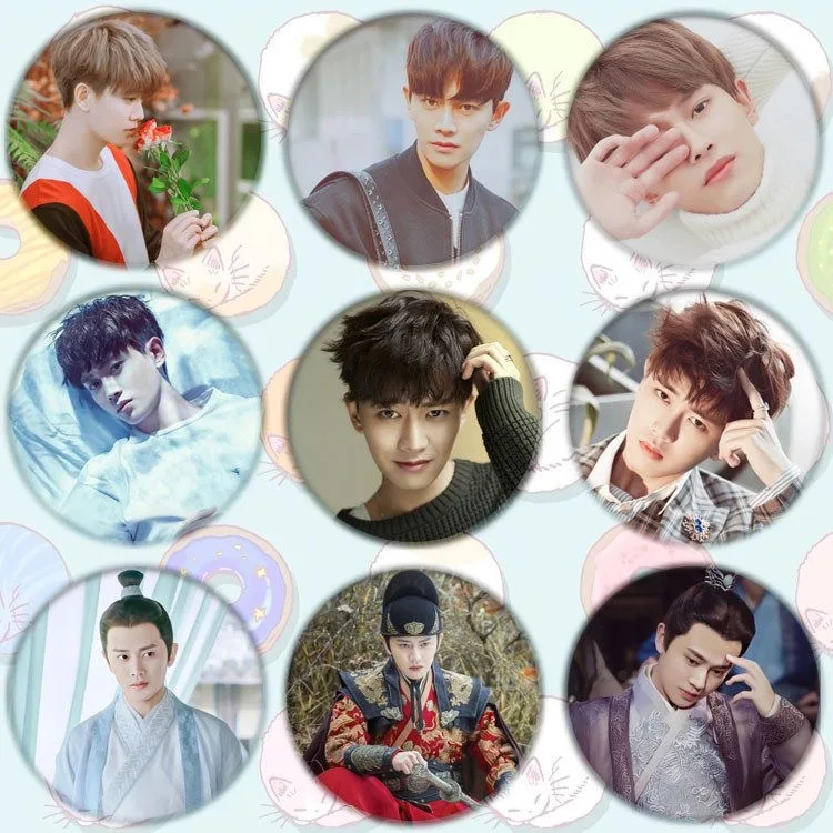 9 개/대 Luo Yunxi Ren Jialun Xu Kai Hou Minghao Lu Han Zhang Binbin Wang Jiaer Zhou Yiran 배지 뱅 브로치 가방 장식 핀