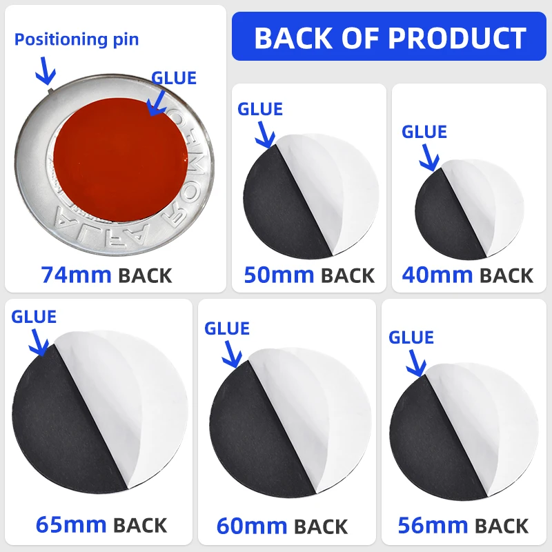 Sleek Universal Car Emblem Set - Hood, Trunk, Steering Wheel & Wheel Center Caps (Various Sizes)