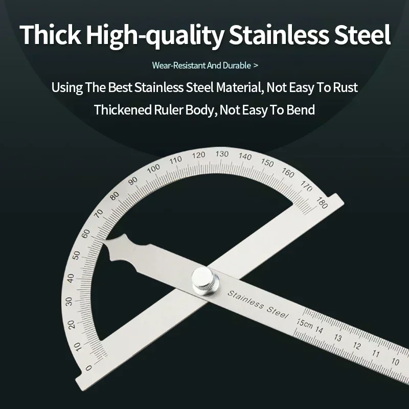Angle Protractor 180 Degree Metal Ruler Angle Meter Stainless Steel Gauge Finder Goniometer Angle Conveyor