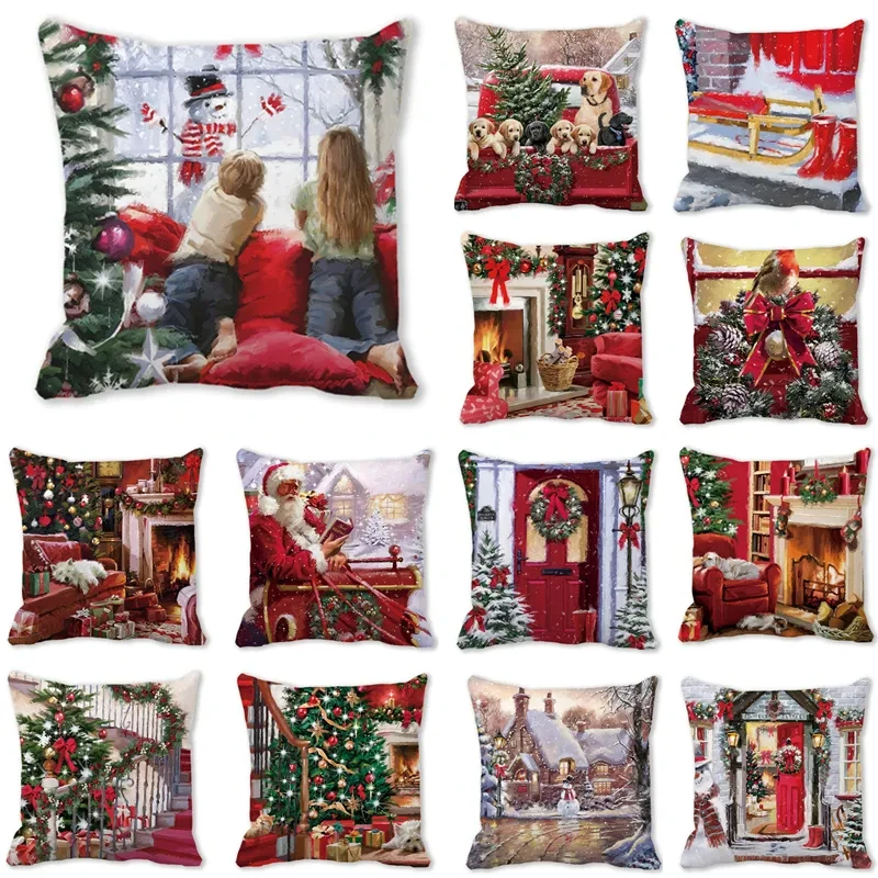 

Father Christmas Pillow Cover Home Sofa Winter Bedroom Party Decoration Cushion Cover 2023 Christmas Gift 45x45 cm F1858