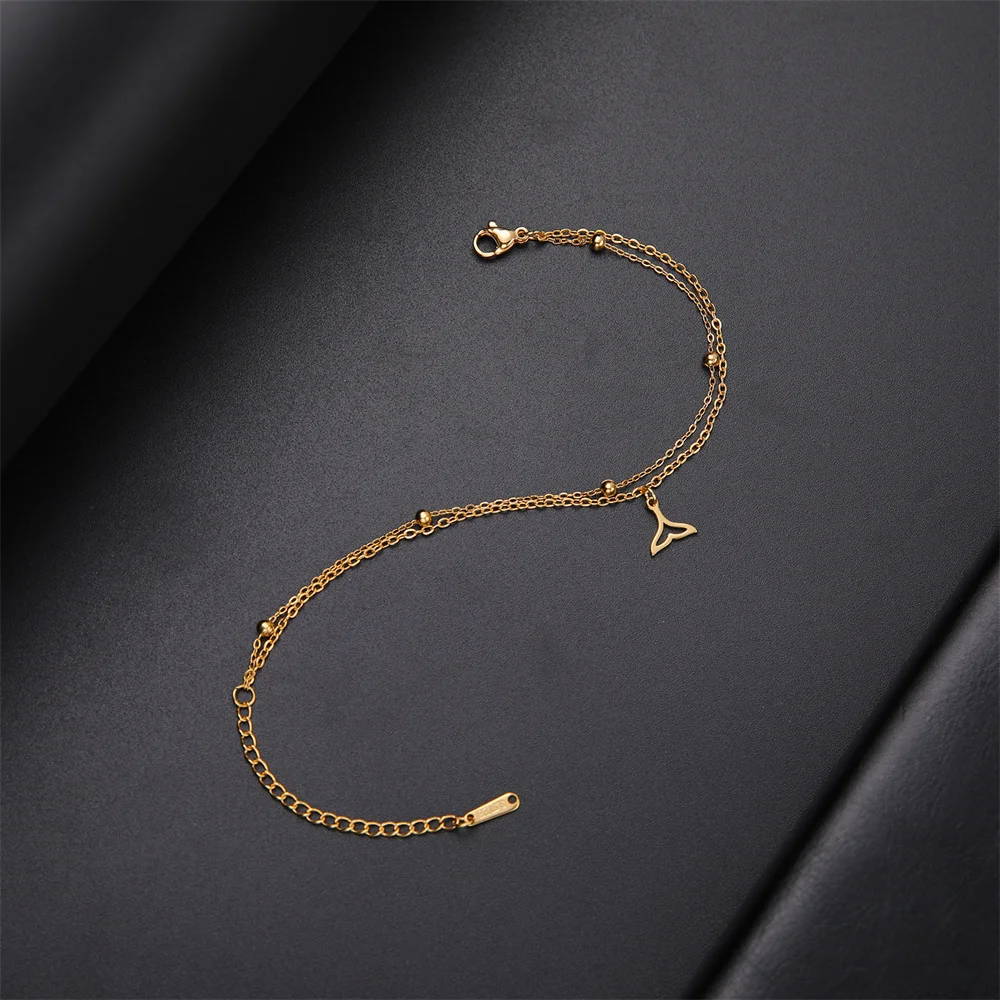 Edelstahl Wal Fischschwanz Armbänder für Frauen Mädchen Charme Doppels chicht Perlen Kette Armbänder Modeschmuck Hochzeits geschenk – Detail 11