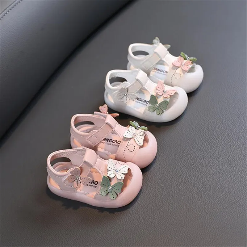 Summer new children's leisure sports sandals Girls Toddler Baotou shoes soft bottom bow princess shoes children's Non Slip shoes