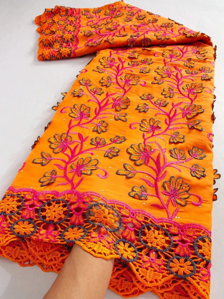 

Swiss Voile Lace Fabric 2024 Latest Nigerian Embroidery Cotton Lace Stones African Cotton Lace for Women Wedding Dresses TY3677
