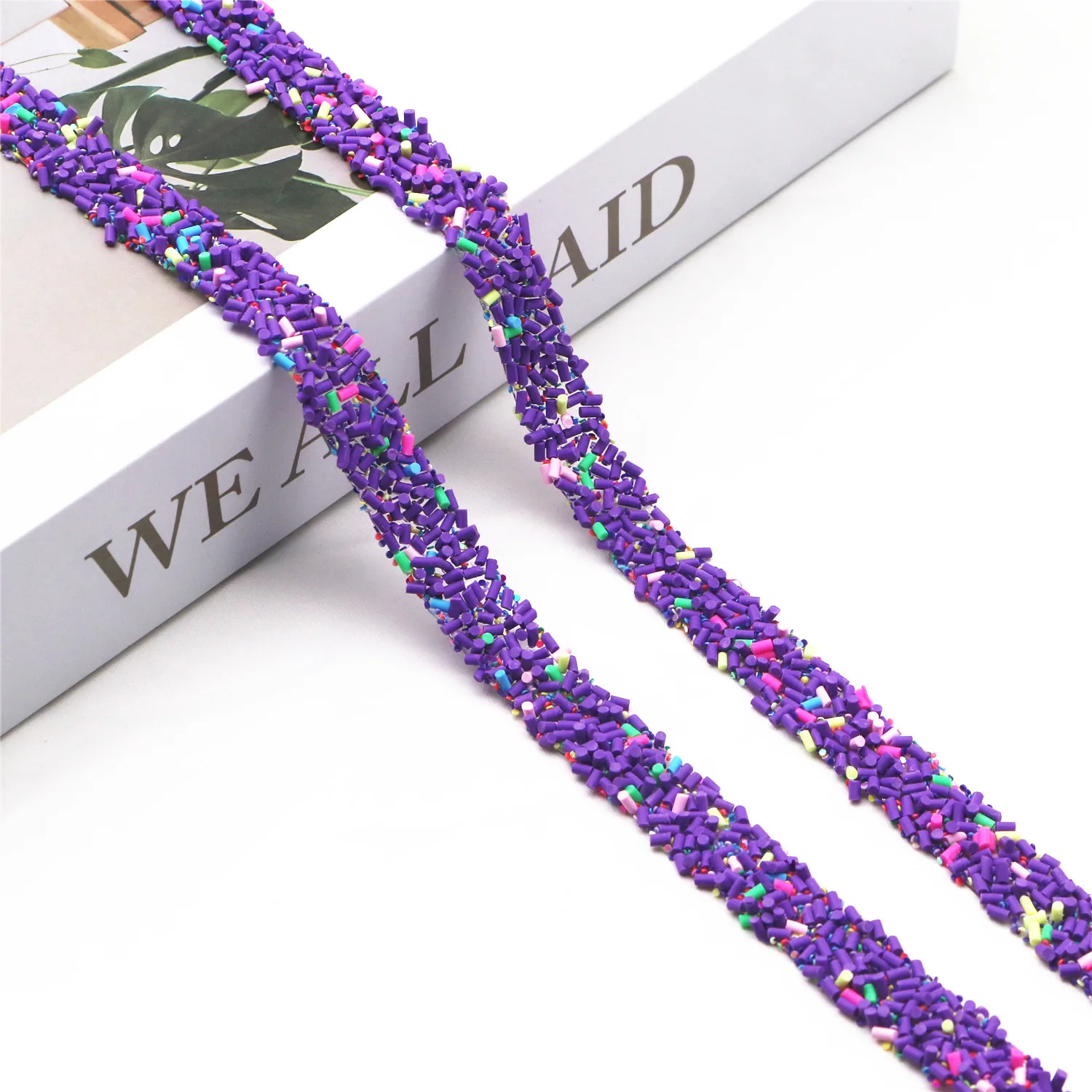 1야드 컬러풀 폴리머 클레이 원통형 과립 접착 뒷면 스트립 DIY 슬라임 공예 및 의상 액세서리용