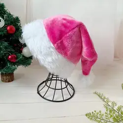 Festive Pink Plush Santa Hat - Unisex Holiday Party Essential for 30x45cm (Pink 2)