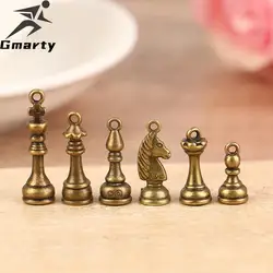 Juego de 6 dijes de Caballero de ajedrez, colgante antiguo de peón de obispo, apto para accesorios de joyería hechos a mano, bronce tibetano Vintage, bricolaje