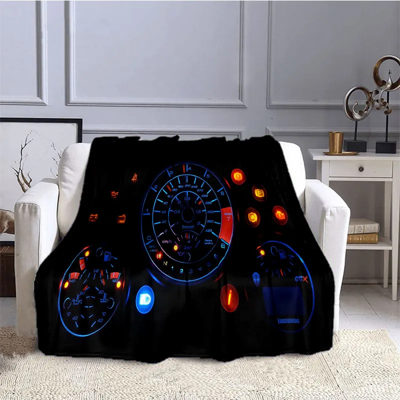 Fashion Blanket Car Dashboard Motorcycle Pattern Flannel Throw Blanket for Children Adult Car Enthusiasts Soft Warm All Seasons