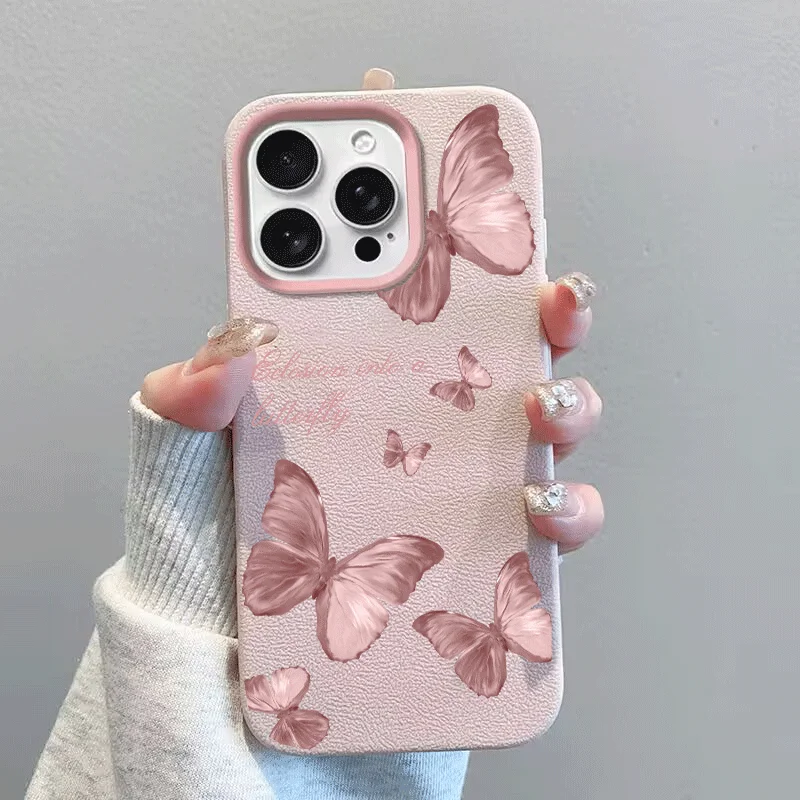Elegant Flower Butterfly Leather Candy Phone Case Cover