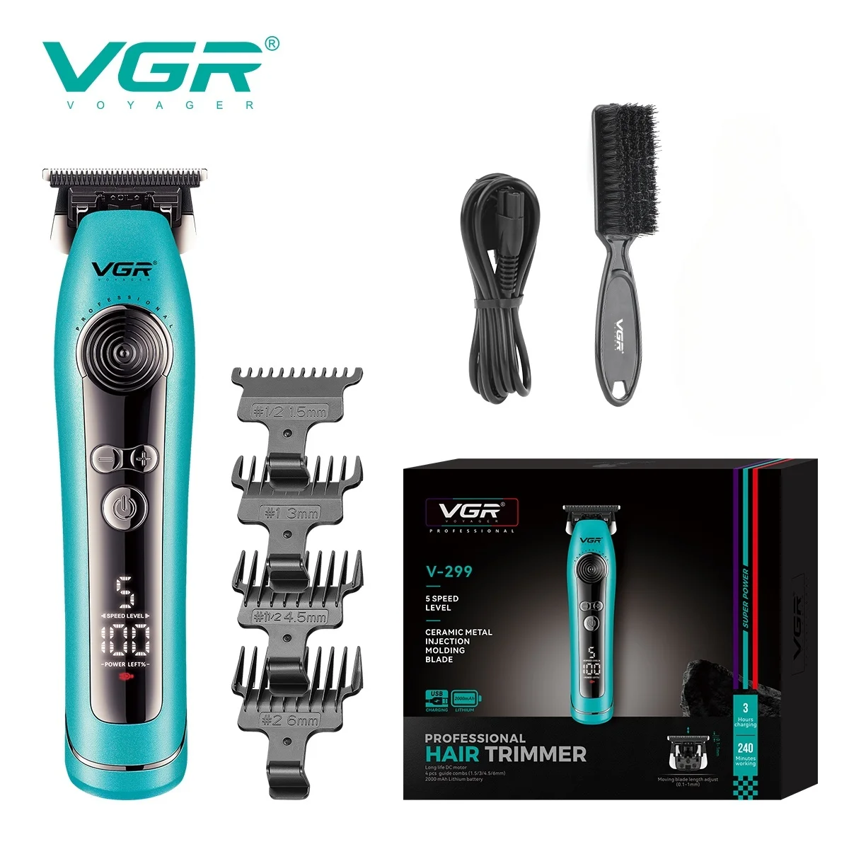 VGR مكينة حلاقه رجالي ماكينات قص الشعر مُحسّنة كهر...