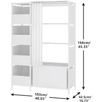 Portable Closet，Free Standing Wardrobe Closet with Hanging Rod and Curtain， Cloakroom, Bedroom，40.55 X 16.73 X 65.35Inches 2