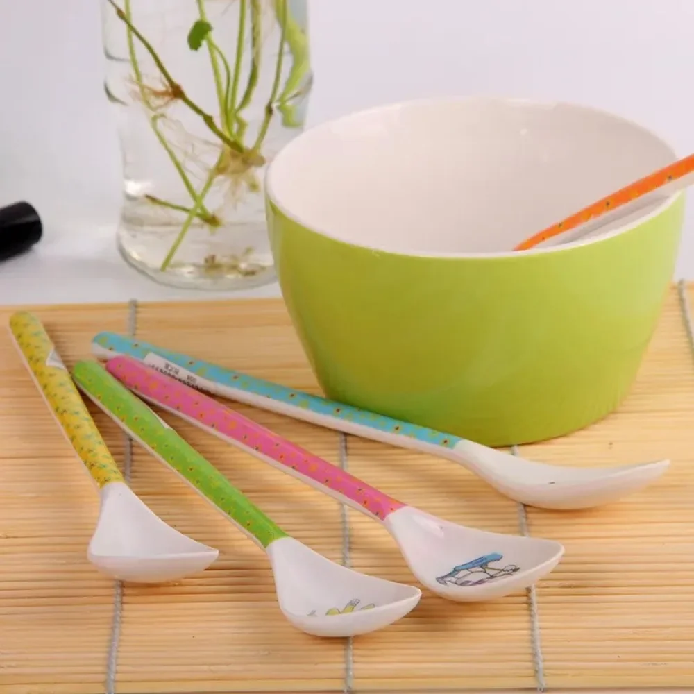 Cute Print Cartoon Baby Kids Feeding Spoon Melamine Baby Spoon Flatware Set baby feeding spoons