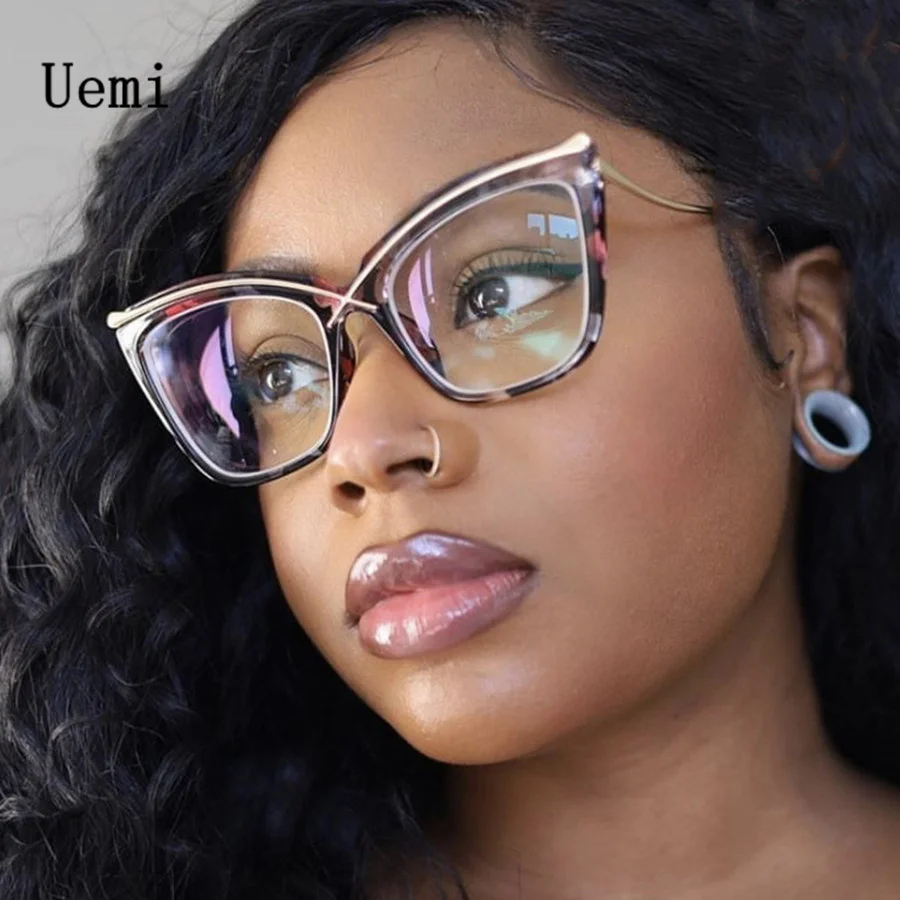 Lunettes anti-lumière bleue pour femmes, monture œil de chat en métal, qualité tendance, lecture claire, lunettes d'ordinateur, créateur rétro, nouvelle mode, marque