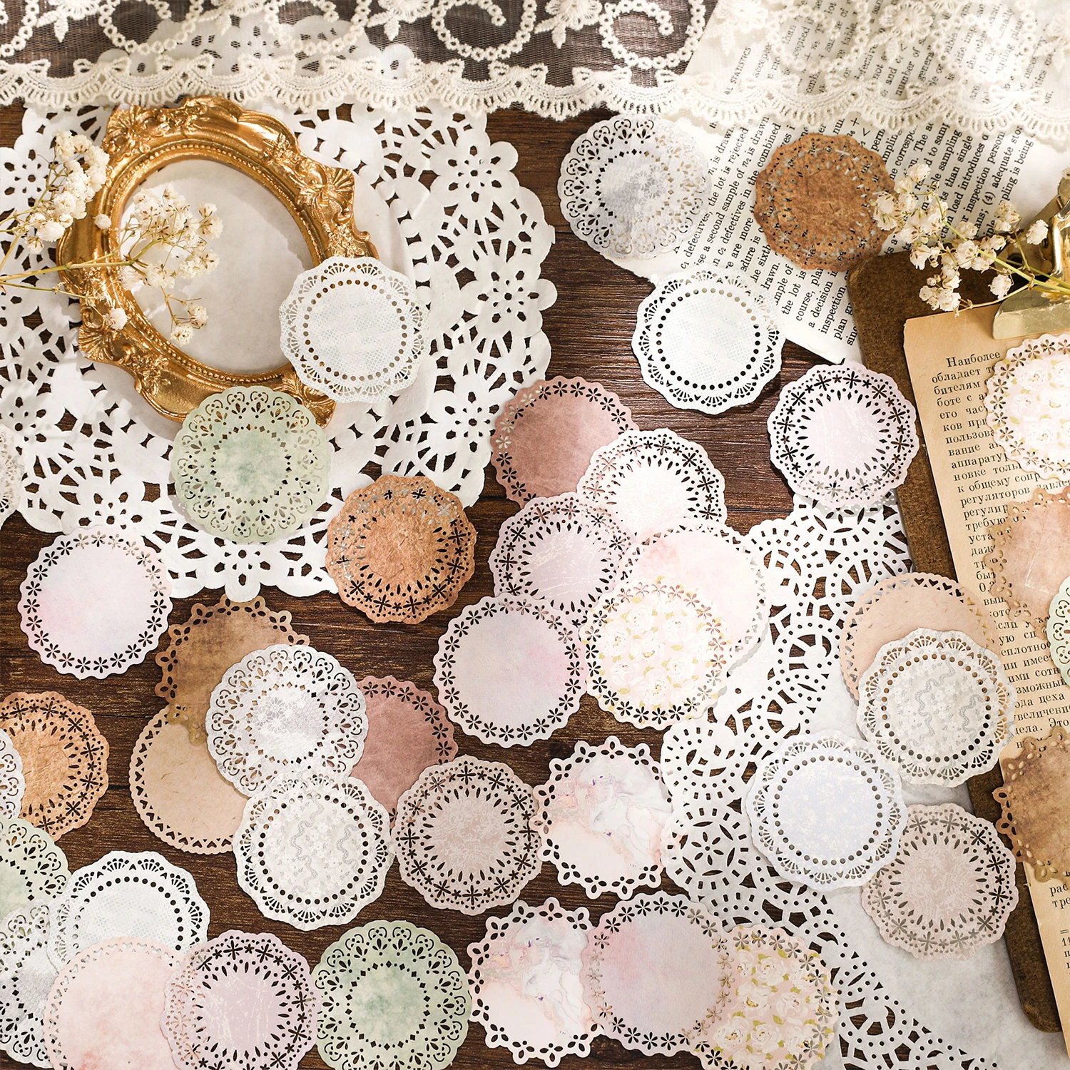 30pcs/pack Decor Scrapbook Hollow lace Materials Paper Combo Kit DIY Junk Journal Collage Photo Album Vintage Stationery 2