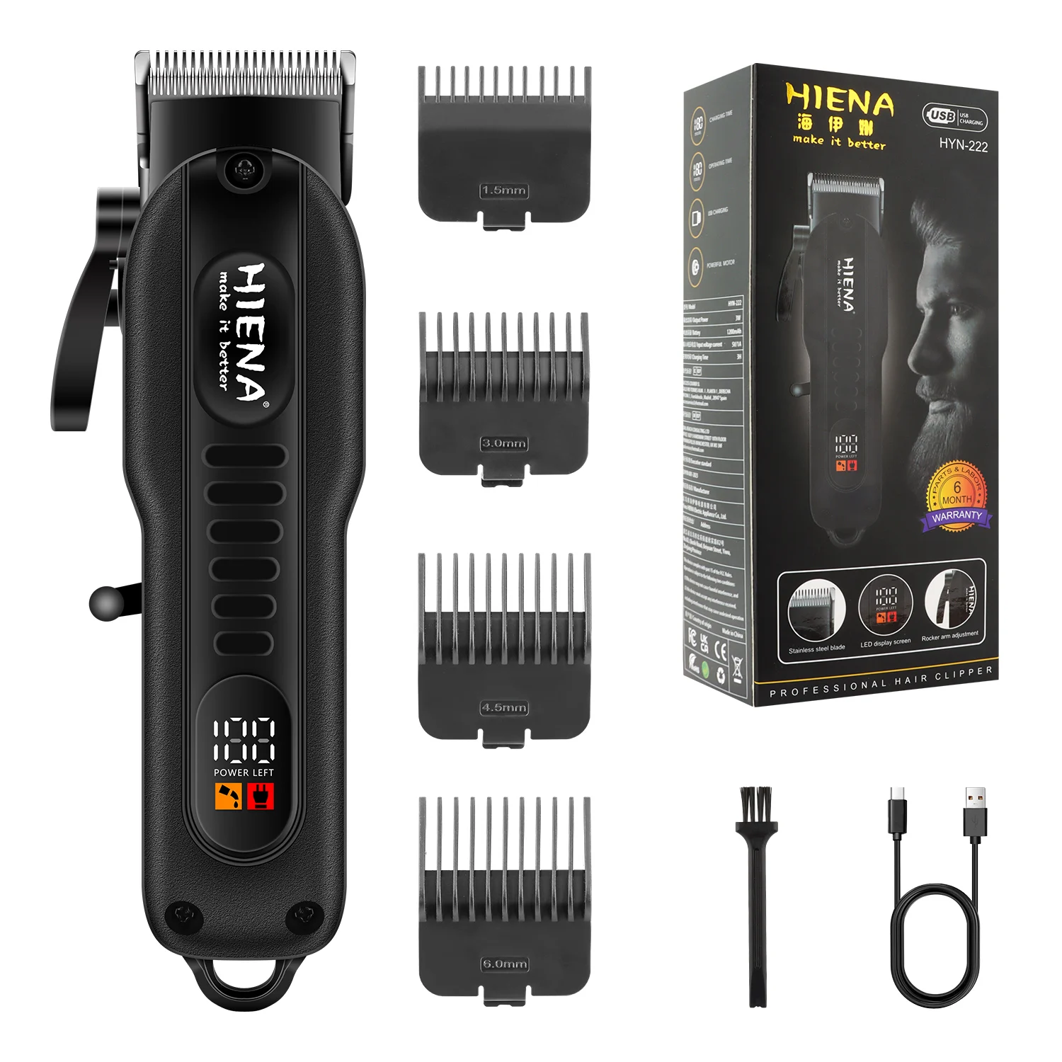 Professional Barber Electric Hair clipper LED display screen UBS charging Trimmer Powerful electric hair clipper trimmer tool 2