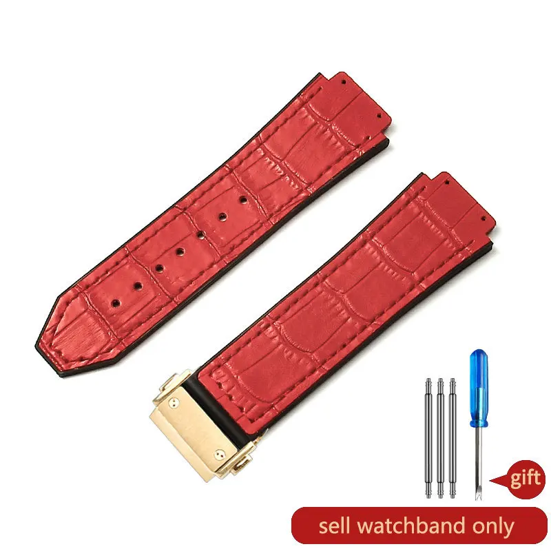 Hublot Yubo Watch Classic Fusion Series Leather Silicone Watchband with Tool, 19mm, Convex Interface