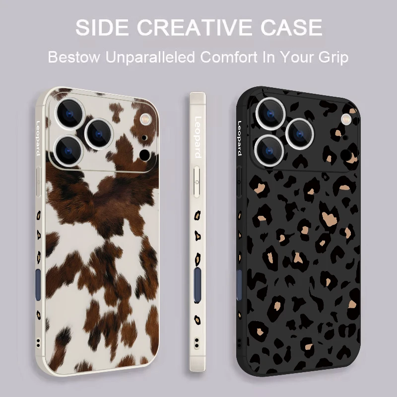 Leopard Print Soft Silicone Phone Case with Wrist Strap Lanyard