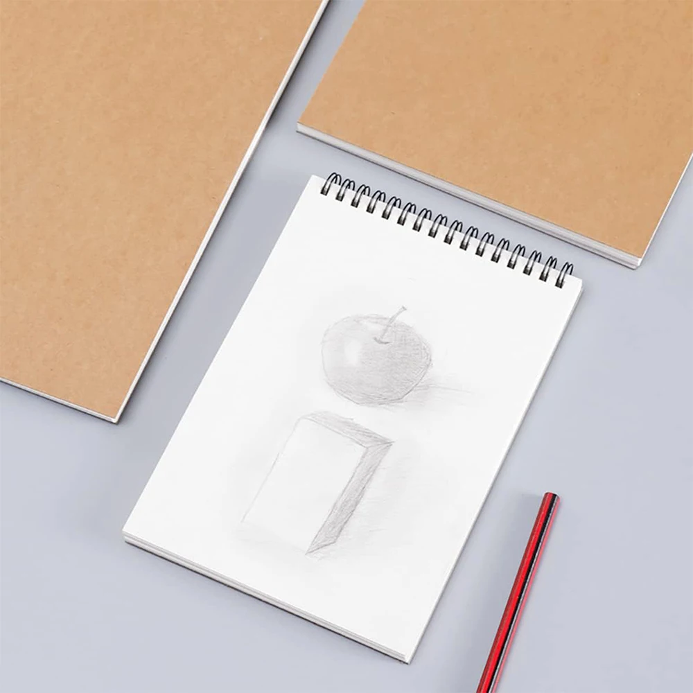 1pc A5/A4 Sketch Book 100 Sheets, 100gsm, Hard Bottom Cover Spiral Bound Hardback Sketch Pad 5