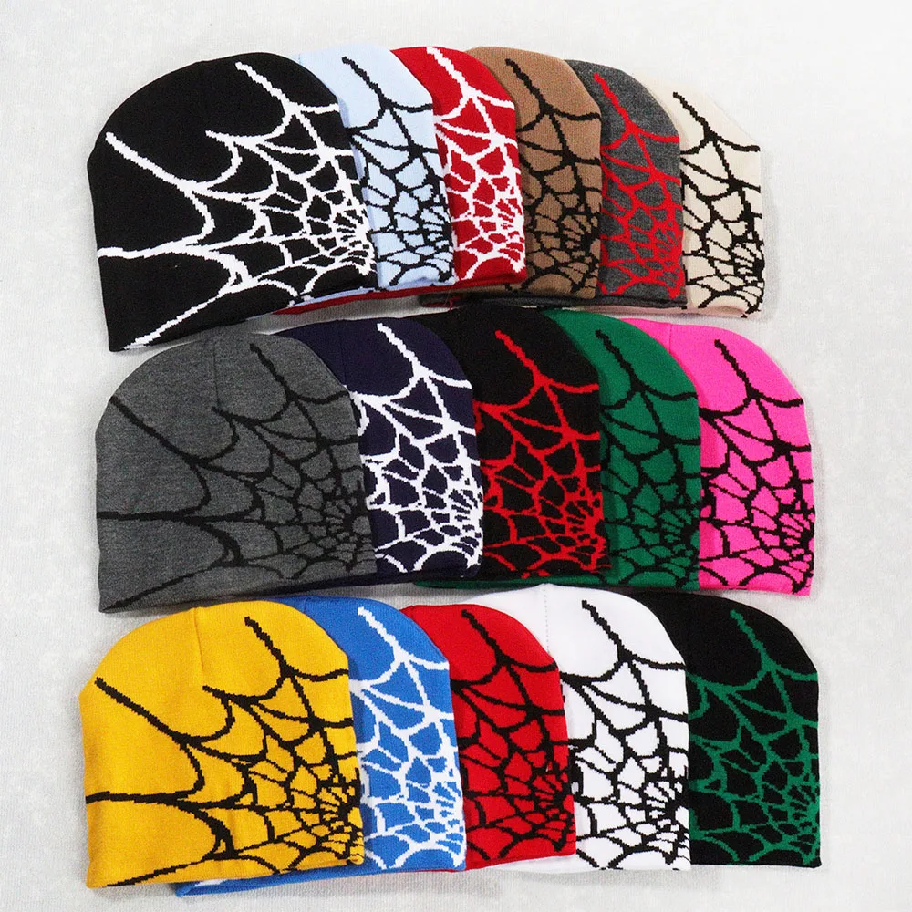 1pc Spiderweb Pattern Knitted Beanie Hat For Men Multi Colored Fashionable Warm Hat Suitable For Autumn And Winter Knitted Hat Knitted Cap Knitted Beanie Embroidered Beanies Skullies Beanies Cotton Beanie Fashion Beanies