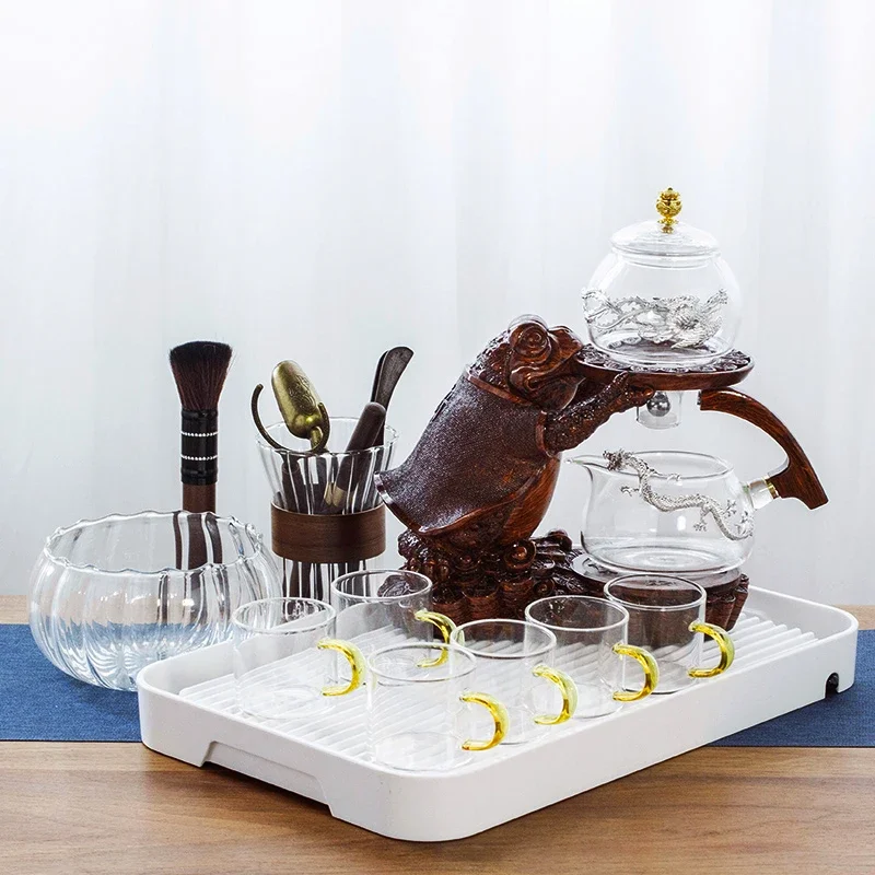 Heat-resistant Glass Teapot Holder Set Teapot Tea Maker Creative Tea Toad Shape Base And Cup Automatic