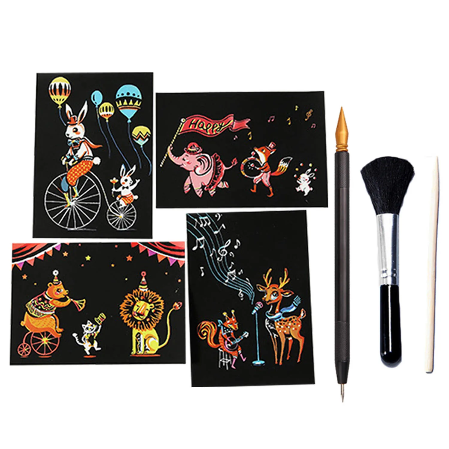 4Pcs Painting Drawing Scratch Set with Stick Scraper Pen Black Brush for  Scratch Sketch Papers Boards Tools DIY Gift - AliExpress