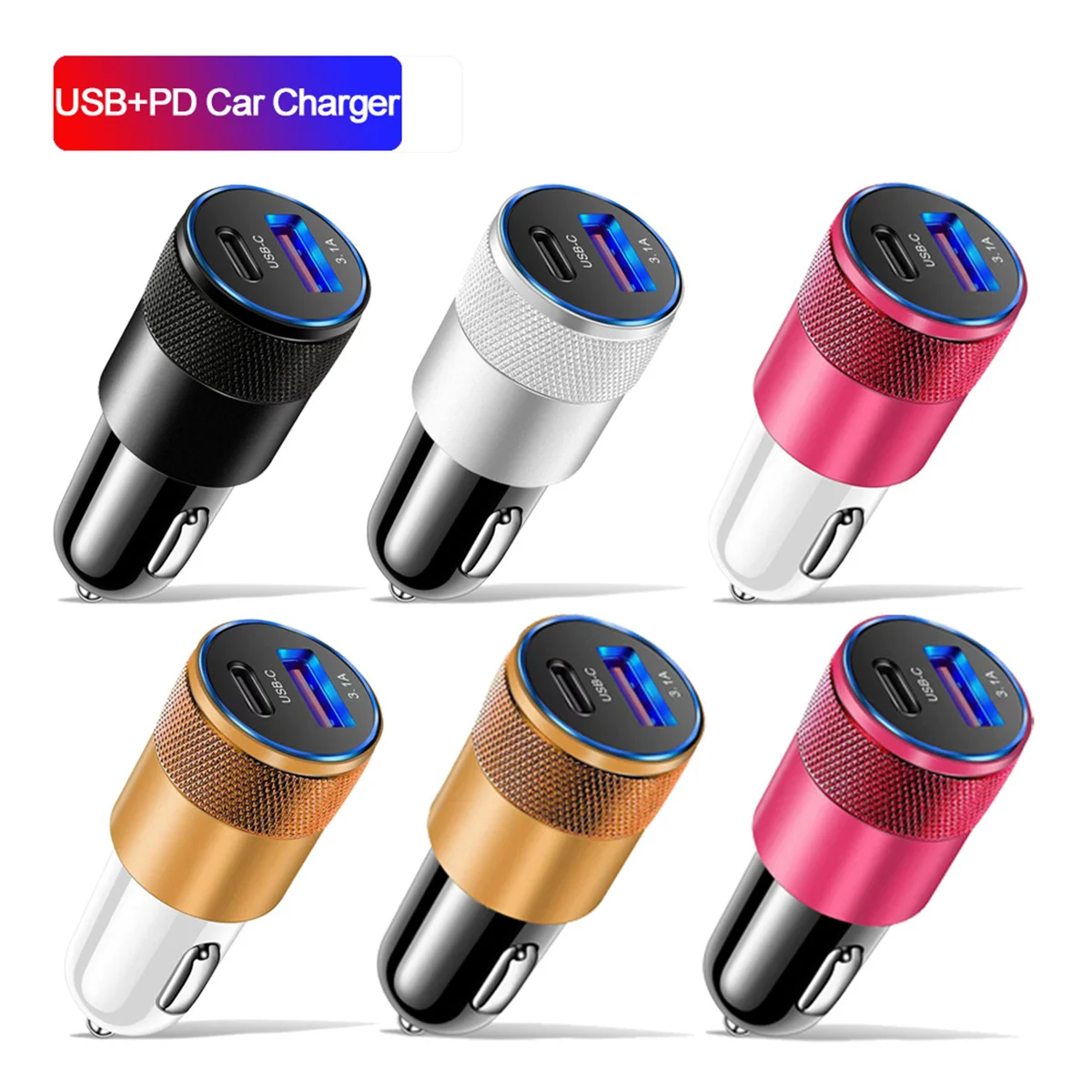 Phone Charger Adapter 3.1A USB Car Charger Type C Fast Charging For Xiaomi Huawei PD Socket Cigarette Lighter
