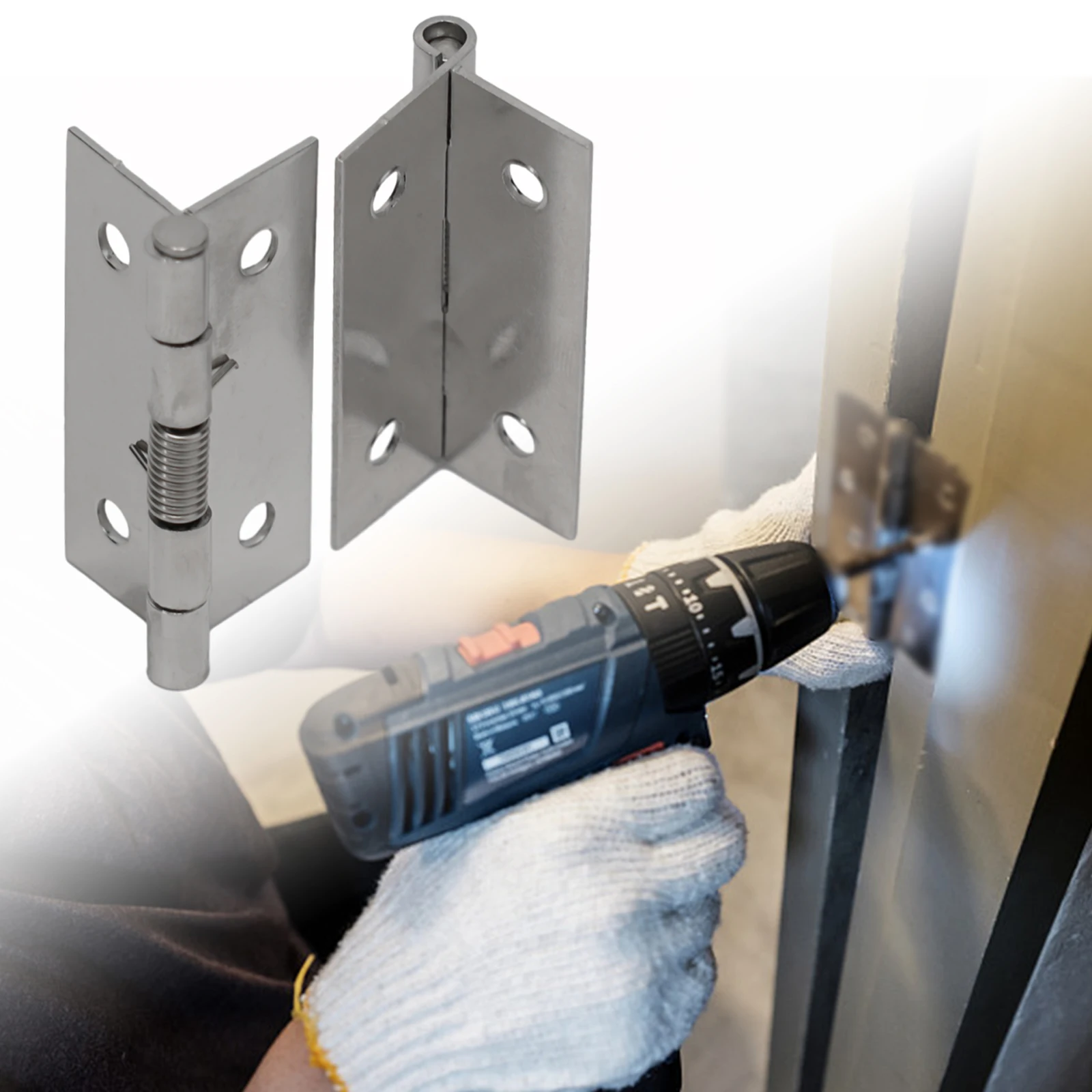 Description Picture 4 of itemSet of 2 Stainless Steel Door Hinges Self Closing Spring Design Suitable for Hardware Cabinet and Internal Doors