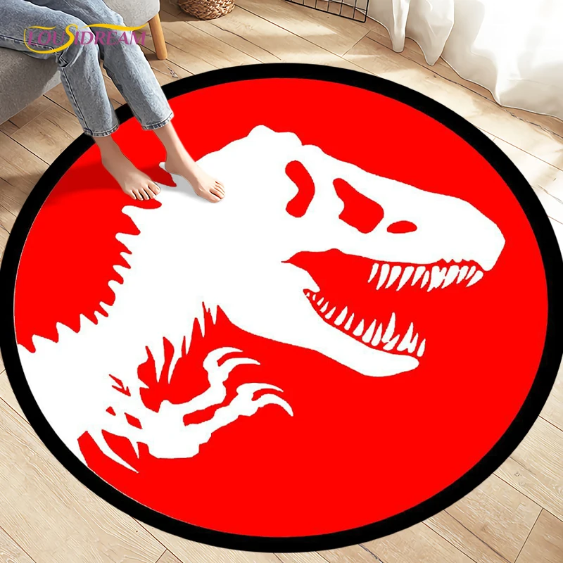 

Jurassic Park Cartoon Dinosaur Carpets Round Rugs Non-slip Area Rug for Living Room Bedroom Foot Pad Decoration,Child Play Mats