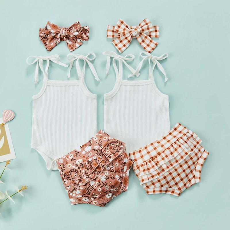 Newborn Baby Girl 3pcs Summer Clothes Set Lovely Infant Sleeveless