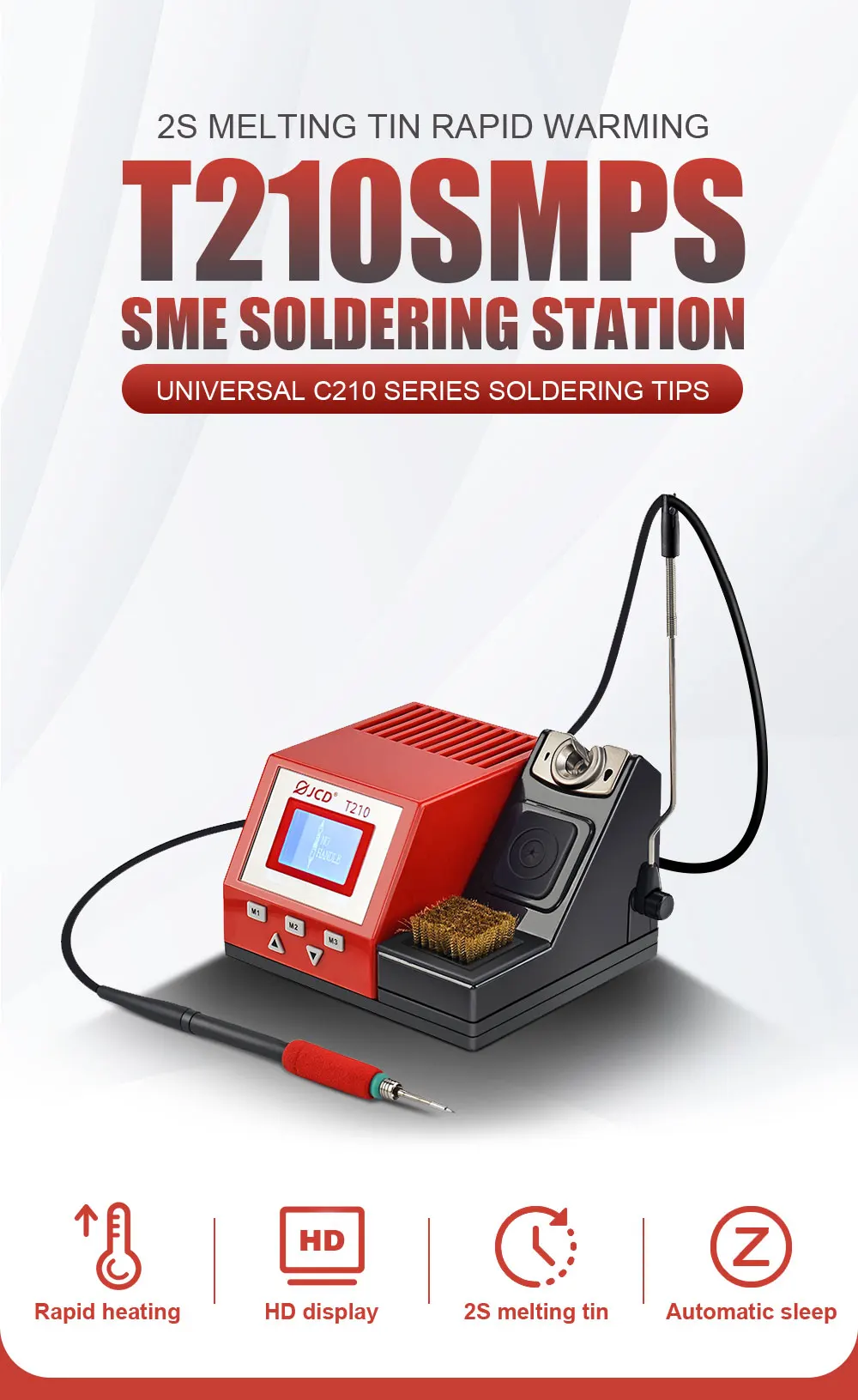 Soldering Iron Staion Repaid Heating Solder Iron Handle HD Display 2s Melting Ti