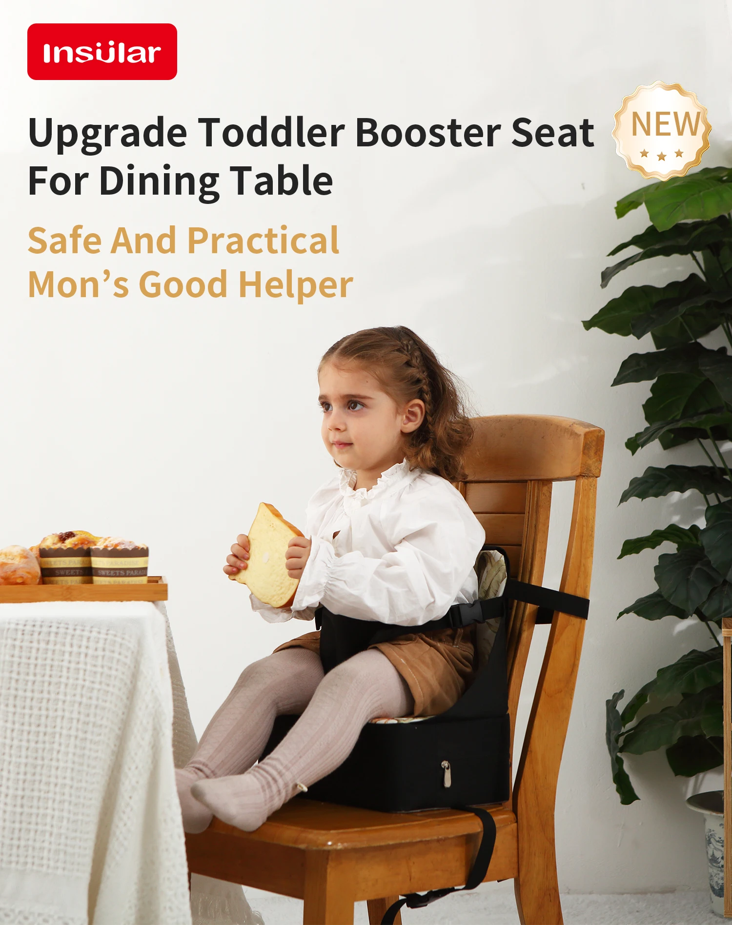 Description Picture 2 of itemINSULAR Chair Saddle Waterproof Child Anti-slip Cushion Kids Foldable Seat High Pad Comfortable Toddler Booster Seat Portable