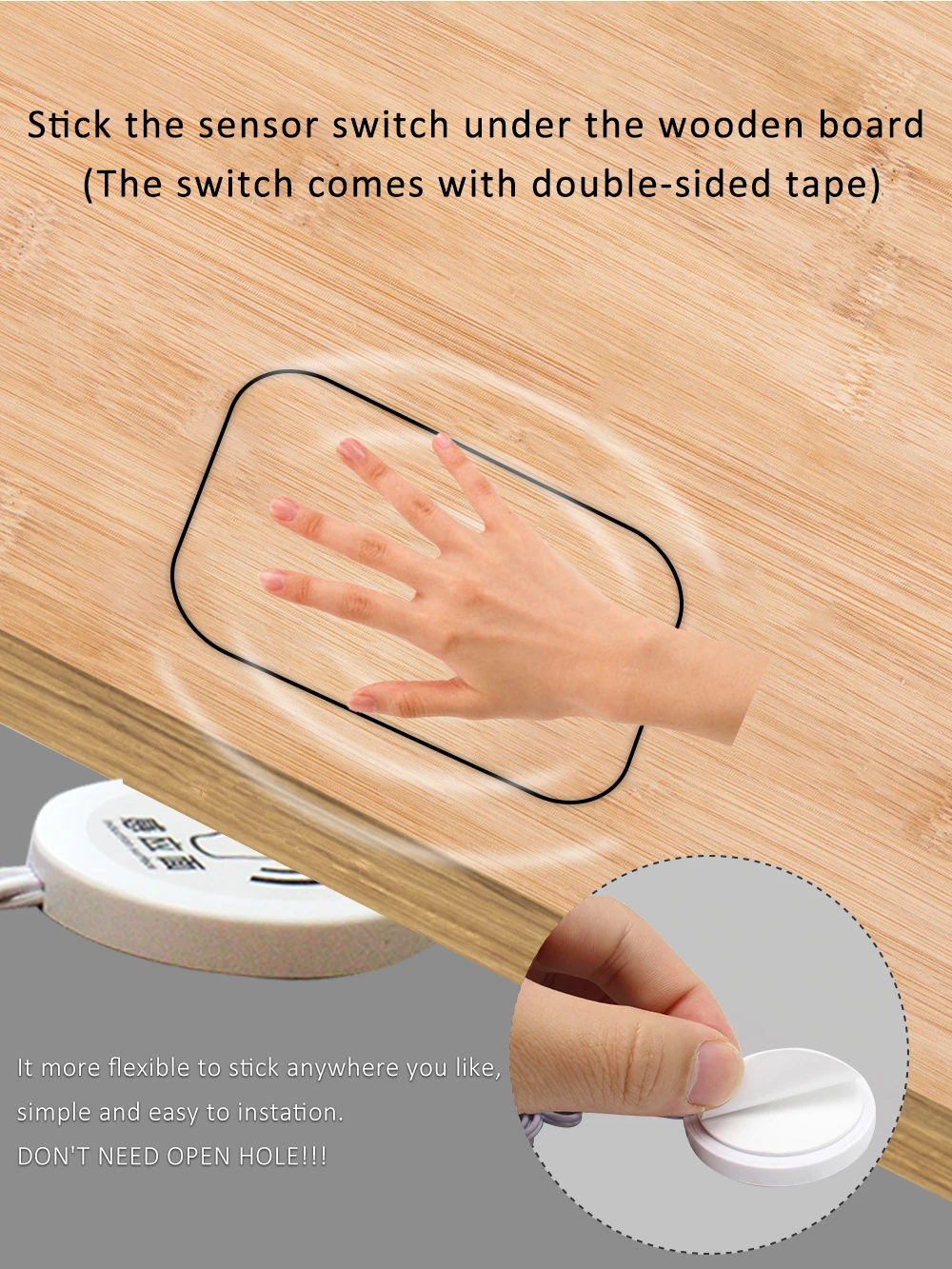 Description Picture 5 of itemPenetrable Wood Touch Sensor Led Strip Light Dimmable 1M 2M 3M 4M 5M 12V Lamp Tape for Kitchen Closet Backlight Cabinet Lighting