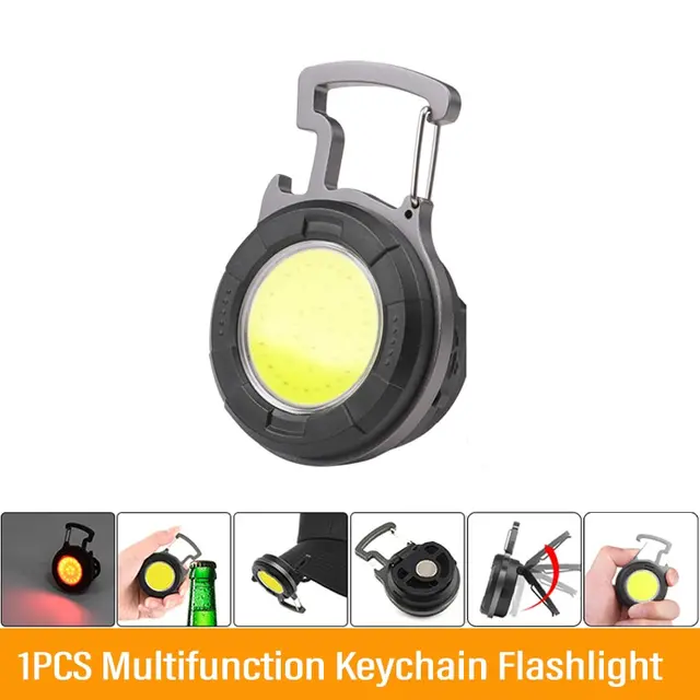 Portable COB Keychain Flashlight LED Mini Work Lights Floodlight Type C