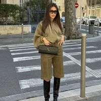Women High waisted Casual Shorts And Fashion Loose Long Sleeve Jackets Coats Female Two Piece Sets Women Outfit - Image 5